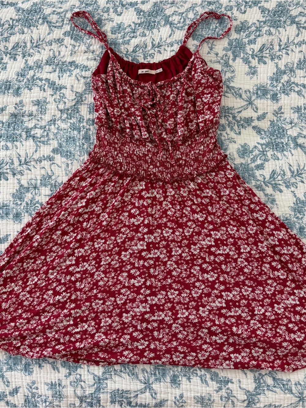 miami Red Floral Smocked Mini Dress